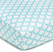 American Baby Company 100% Cotton Percale Fitted Crib Sheet, Aqua Sea Waves