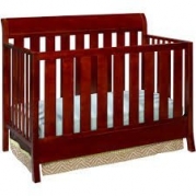 Delta Children's Products Fifth Avenue Sleigh 4-in-1 Fixed-Side Crib, Cherry Rose