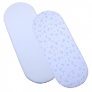 Pack of 2 Fitted Cotton Moses Basket Sheets - 1 White & 1 Blue Special Delivery