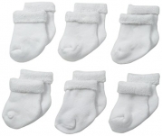 Gerber Unisex-Baby Newborn 6 Pack Cozy Designer Socks, White, 6-9 Months