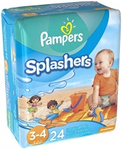 Pampers Splashers Disposable Swim Pants Size 3-4, 24 Count (Packaging May Vary)