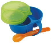 Sassy First Solids Feeding Bowl with Spoon, Boy, Blue