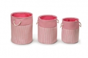 Badger Basket Nesting Round Basket and Hamper Set, Pink, 3 Count