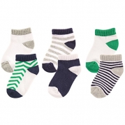 Luvable Friends 6-Pack No Show Socks, Blue and Green, 12-24 Months