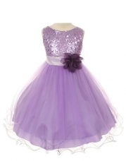 Sequin Bodice Tulle Special Occasion Holiday Flower Girl Dress - Lavender 5-6