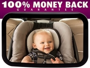 ★SALE - $7 Off★ Baby Mirror for Back Seat By Mike N' Jack - For Rear Facing Baby in Back Seat - Keeps Your Baby Safe and in View At All Times - Easily Secures to Headrest, Fully Adjustable, Large Shatter Proof Mirror & High Quality - Best Back Seat Mi