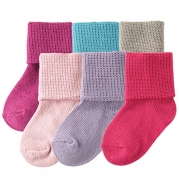 Luvable Friends Basic Cuff Socks 6 Pack, Purple, 12-24 Months