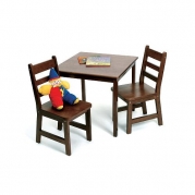 Lipper International Child's Square Table And 2 Chairs Set - Walnut