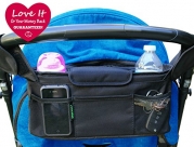 Pure Bliss Stroller Organizer Bag- Highest Quality ★ Fits Britax, City Mini, Bob, Uppababy, Umbrella and most others ★ Keeps Phone, Keys, Drinks and Other Personal Items Within Arms Reach ★ Lifetime Money-Back Guarantee - Eco-friendly and BPA-free