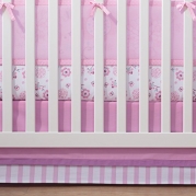 BreathableBaby Cotton Crib Skirt, Pink/Grey