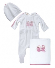 Perlee Baby Girls Cotton Velour 3-Piece Newborn Essentials Layette Gift Bundle - Pink (0/3 Months)