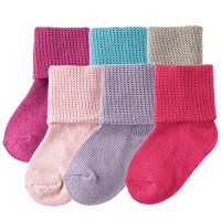 Luvable Friends Basic Cuff Socks 6 Pack, Purple, 0-6 Months