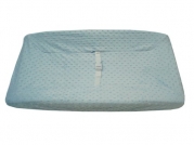 American Baby Company Heavenly Soft Minky Dot Fitted Contoured Changing Pad Cover, Blue Puff