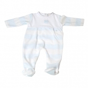 Cream Bebe New Born Unisex Baby Cute Cozy Stripes Velour Footie Romper 6M Blue