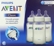 Philips Avent BPA Free Classic Polypropylene Bottles, 3 Count, 11 Ounce