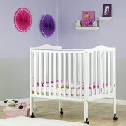 Dream On Me 2 in 1 Lightweight Folding Portable Stationary Side Crib, White