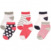 Luvable Friends 6-Pack No Show Socks, Pink and Gray, 12-24 Months