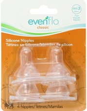 Evenflo 4 Pack Classic Silicone Nipple, Fast Flow