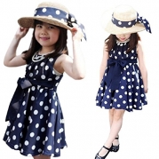 2014 Susenstore Clothing Polka Dot Girl Chiffon Sundress Dress for Kids (XL)