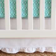Oliver B Crib Skirt in White with Gathered Trim