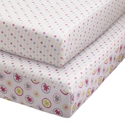 Stork Craft Pattern Play 2 Piece Fitted Crib Sheets, Pink/Gray