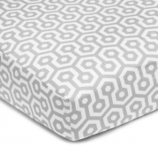 American Baby Company 100% Cotton Percale Fitted Crib Sheet, Gray Honeycomb