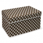 Polka Dot Double Folding Storage Seat (Brown/White) (11.75H x 11.75W x 21.75D)