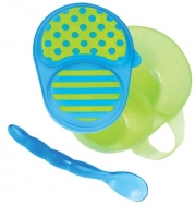 Sassy First Solids Bowl & Spoon - Blue/Green