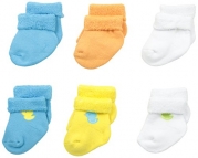 Gerber Unisex-Baby Newborn 6 Pack Variety Socks Ducks, Green, 3-6 Months