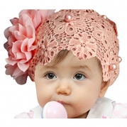 Doinshop Colorful Baby Kids Lace Flower Headband Hair Bow Band Accessories Headwear (pink)