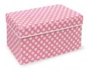 Badger Basket Baby Furniture Pink Polka Dot Double Folding Storage Seat