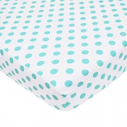 American Baby Company 100% Cotton Percale Fitted Crib Sheet, White with Aqua Dot