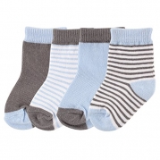 Luvable Friends 4-Pack Basic Socks, Light Blue, 0-6 Months