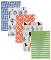 Luvable Friends 5 Count Flannel Receiving Blankets, Blue Birds and Trees