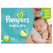 Pampers Baby Dry Diapers Size N Super Pack 104 Count