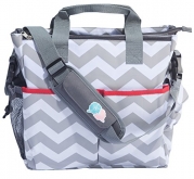 Bula Baby - Stylish Chevron Diaper Tote Organizer Bag - With 12 Pockets to Keep Everything Secure