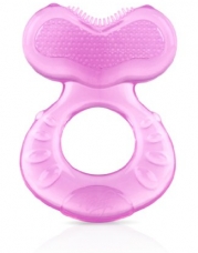 Nuby Teethe-eez Soft Silicone Teether with Bristles, Pink, 0 Plus Months