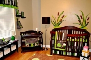 DK Leigh Nursery Crib Bedding Set, Frog, 10 Count, Green/Brown/Lime Green/White