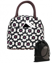 Carnation Pattern Lunch Bag Tote with Zipper and Handle