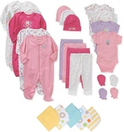 Garanimals Newborn Girl 21-pc Layette Set and 2-pc Baby Wash Cloth Bundle (0-3 Months)