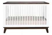 Comfortable and Portable 3-in-1 Convertible Baby Crib, Walnut and White