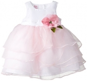 Blueberi Boulevard Baby-Girls Newborn Sleeveless Organza Petal Skirt Flower Waist Dress, White/Pink, 3-6 Months