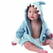 Baby Aspen Baby  Let the Fin Begin Blue Terry Shark Robe, Blue, 0-9 months