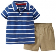 Carters Baby Boy Striped Polo Shirt & Shorts Set (24 Months, Navy)