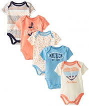 Nautica Baby-Girls Newborn 5 Pack Multi Print Bodysuits, Assorted, 9 Months