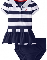 Nautica Baby-Girls Newborn Stripe Pique Polo Dress, Navy, 6-9 Months