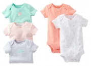 Carter's Baby Girls' 5 Pack Bodysuits (Baby) - Coral - 9 Months
