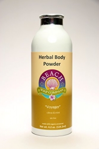 Talc Free Organic Body Powder, Voyager Scent (Citrus and Mint Essential Oils). Made and sold by Beach Organics. 4.2 oz.
