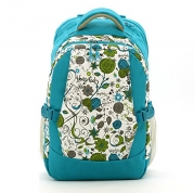 Luisvanita Travel Backpack Diaper Bag, with Insulated 3 Bottle Pocket (Blue Printing Floral)
