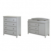 South Shore Cotton Candy Changing Table and 4-Drawer Chest, Soft Gray